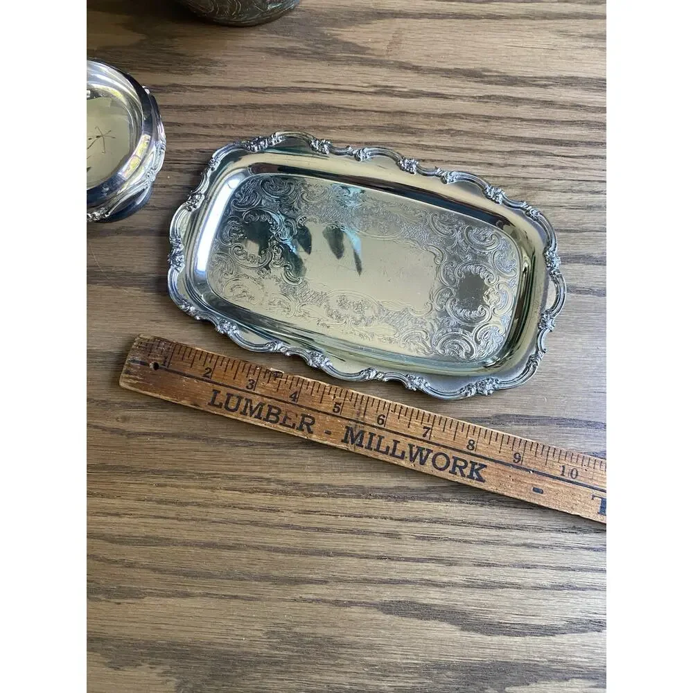 Vintage Sheffield Silverplate Cream And Sugar Set With Tray Vintage Silver